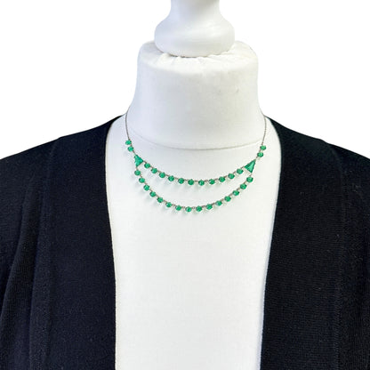 Art Deco green glass two row rivière necklace c1920's