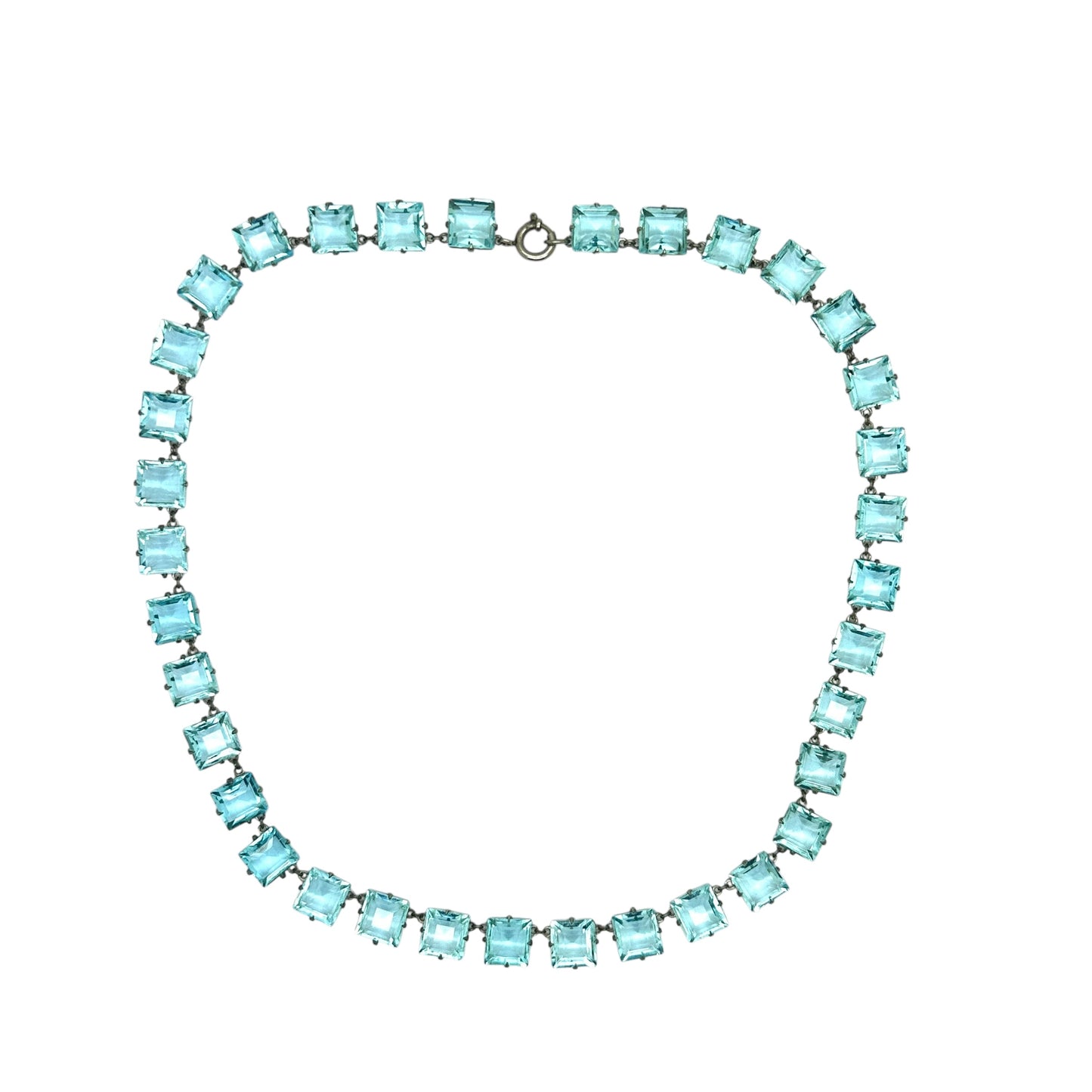 Antique Art Deco crystal glass paste open back rivière necklace c1920's