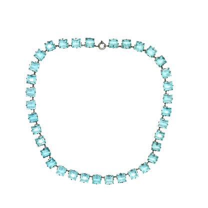 Antique Art Deco crystal glass paste open back rivière necklace c1920's