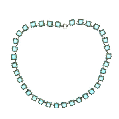 Antique Art Deco crystal glass paste open back rivière necklace c1920's