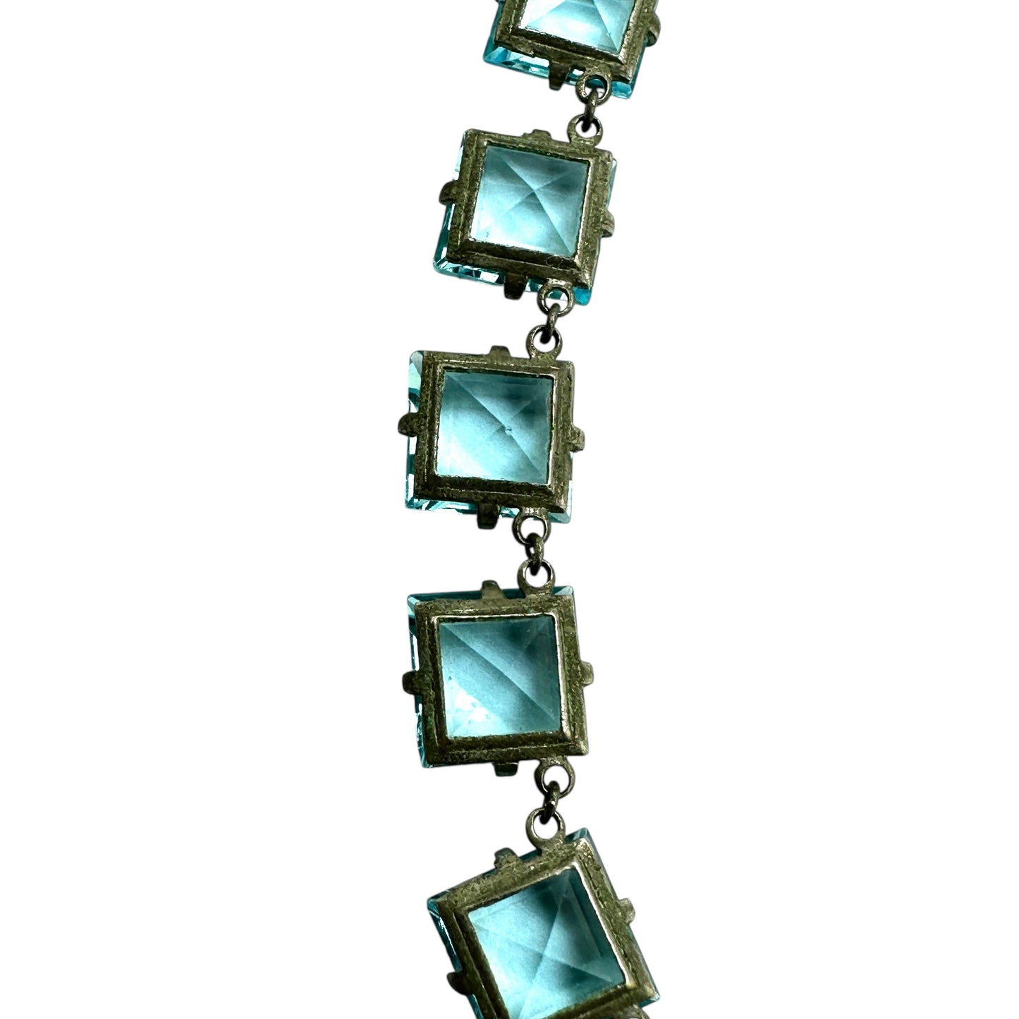 Antique Art Deco crystal glass paste open back rivière necklace c1920's