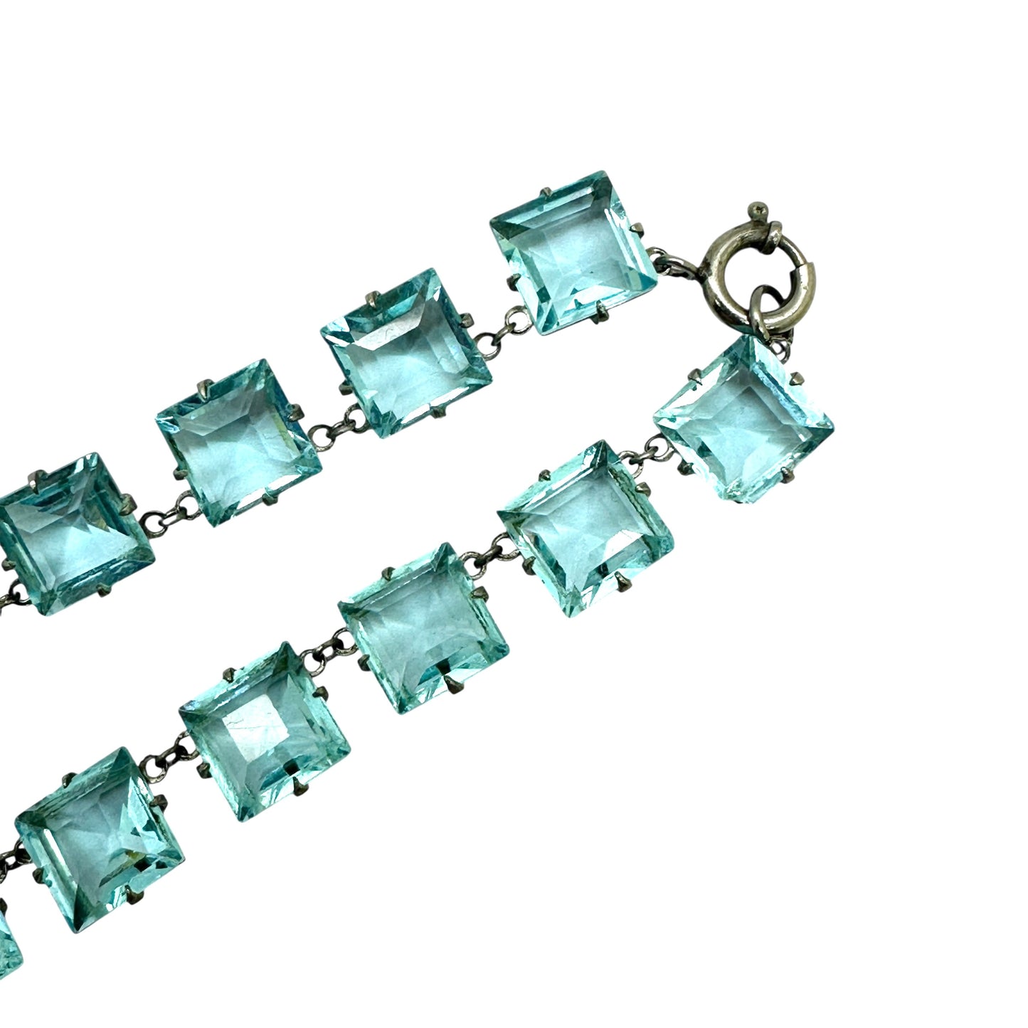 Antique Art Deco crystal glass paste open back rivière necklace c1920's