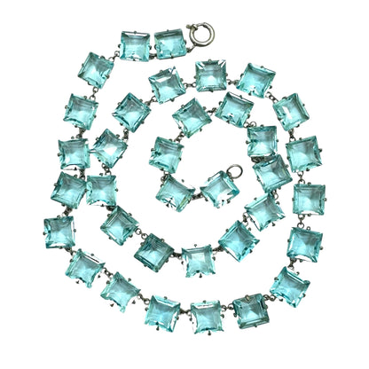 Antique Art Deco crystal glass paste open back rivière necklace c1920's