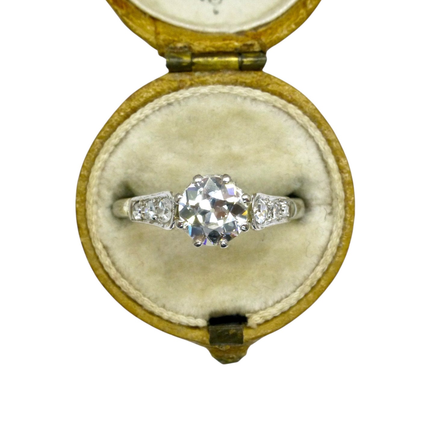 Antique 18ct white gold platinum old European cut diamond solitaire ring 0.64ct + Valuation.