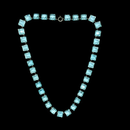 Antique Art Deco crystal glass paste open back rivière necklace c1920's