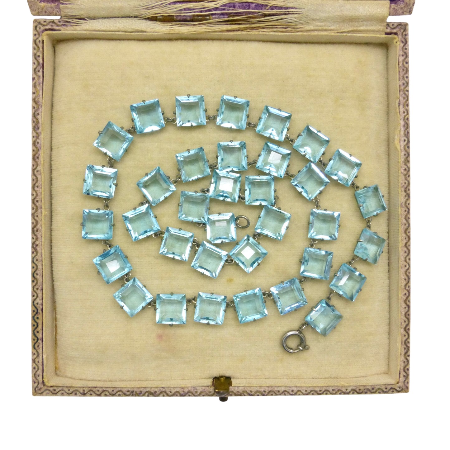 Antique Art Deco crystal glass paste open back rivière necklace c1920's