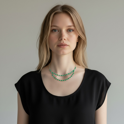 Art Deco green glass two row rivière necklace c1920's