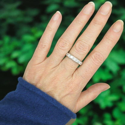 Vintage 18ct white gold diamond half eternity wedding ring 1.00ct