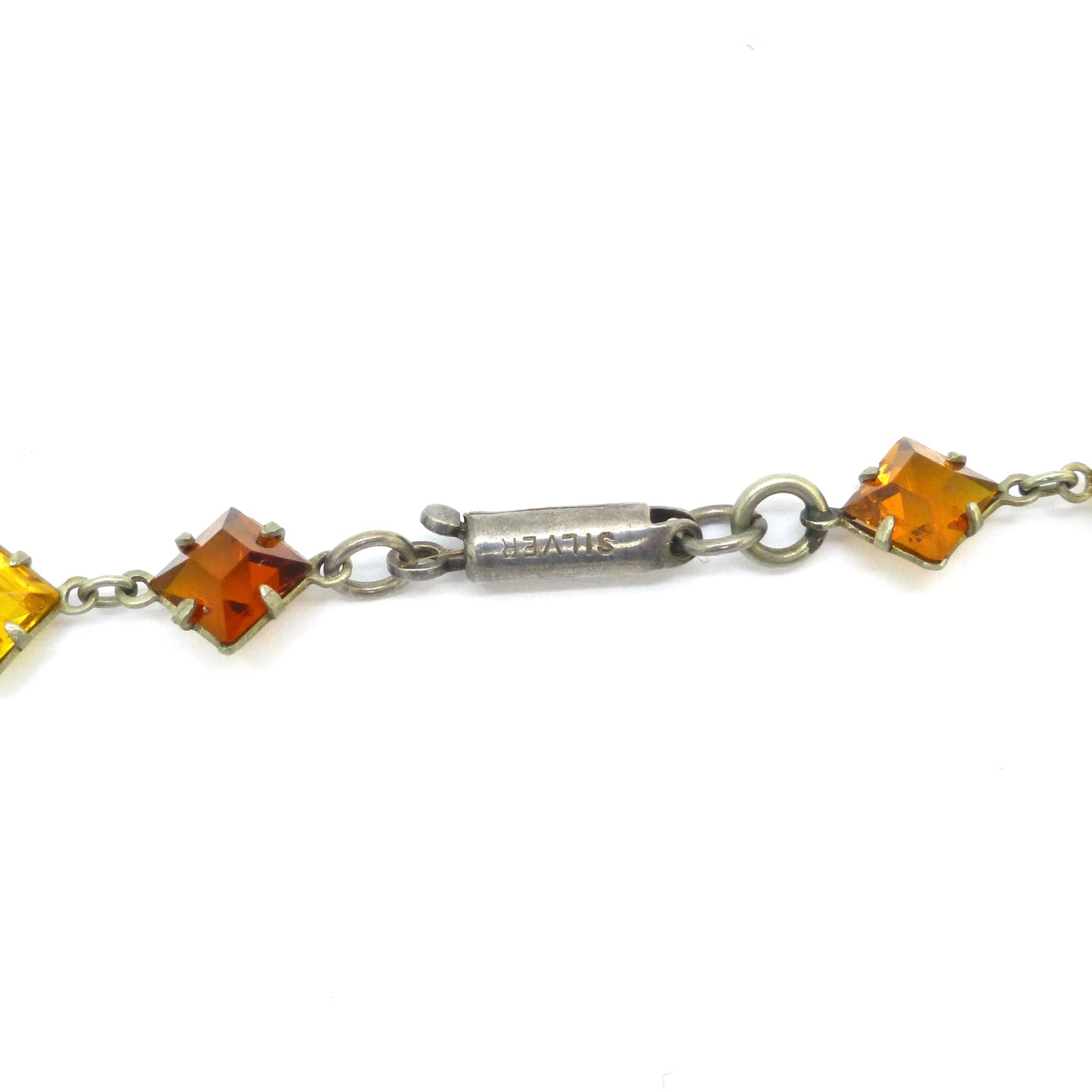 Art Deco amber glass open back rivière necklace c1920's