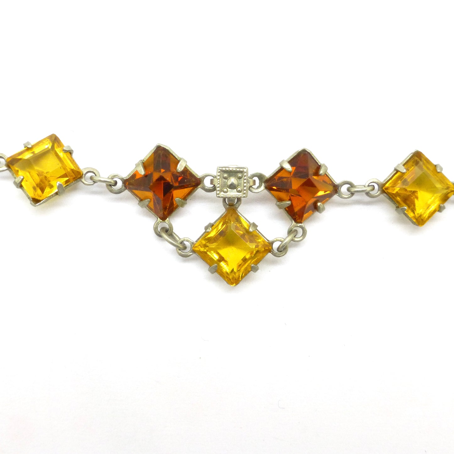 Art Deco amber glass open back rivière necklace c1920's