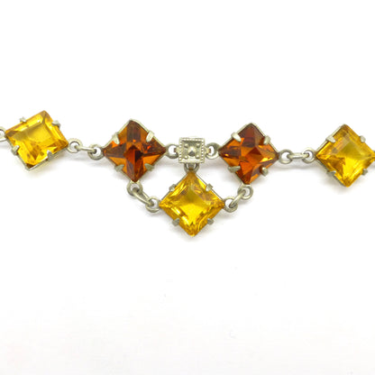 Art Deco amber glass open back rivière necklace c1920's