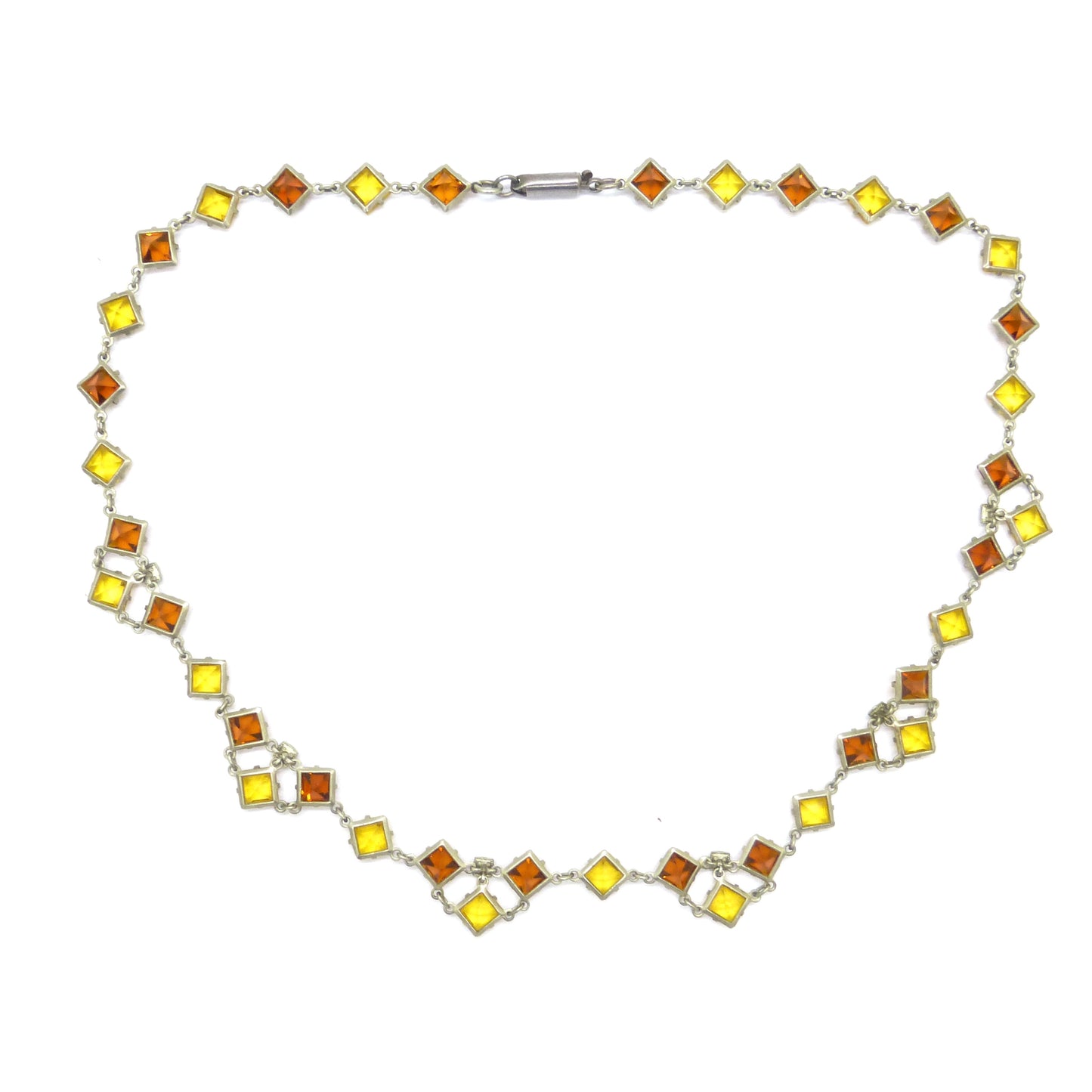 Art Deco amber glass open back rivière necklace c1920's