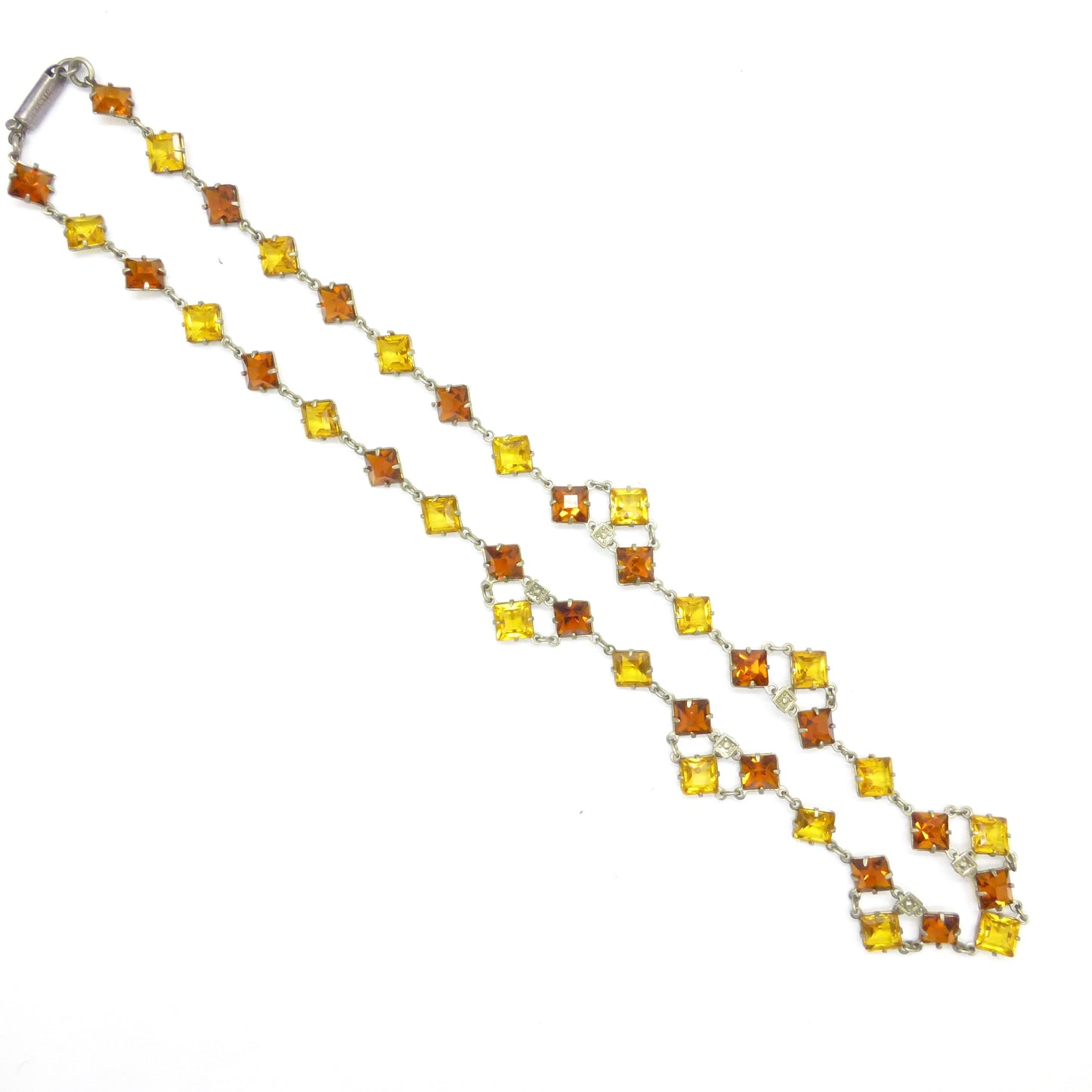 Art Deco amber glass open back rivière necklace c1920's