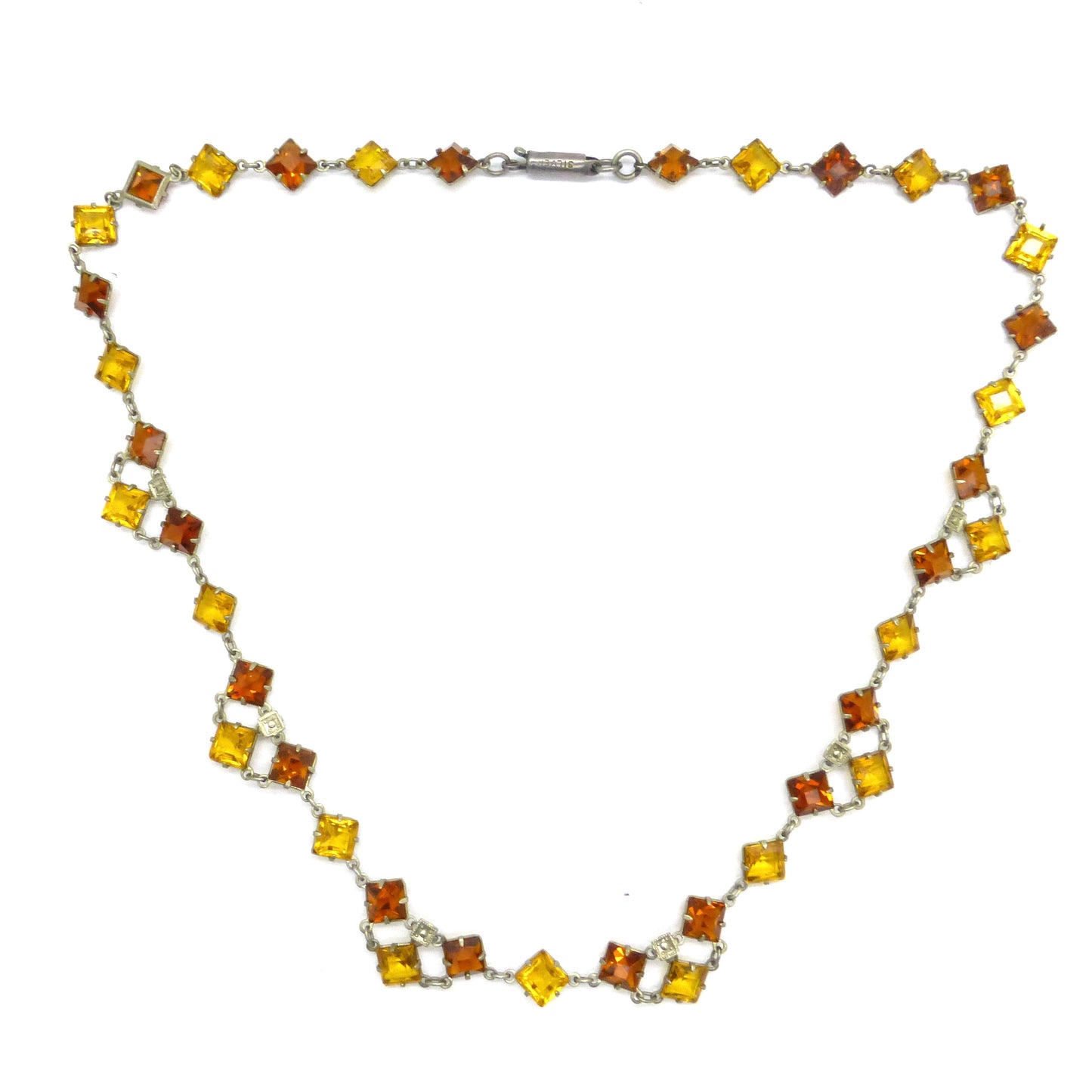 Art Deco amber glass open back rivière necklace c1920's
