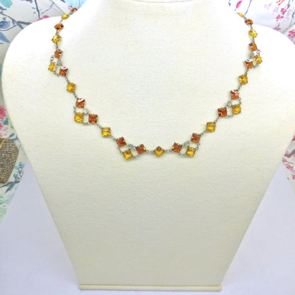 Art Deco amber glass open back rivière necklace c1920's