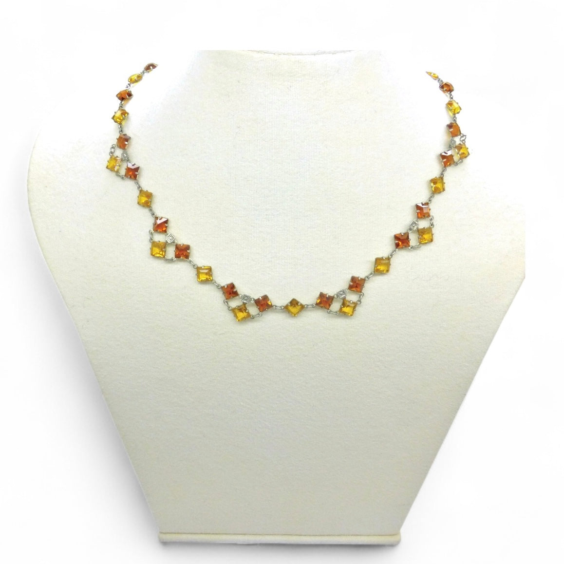 Art Deco amber glass open back rivière necklace c1920's