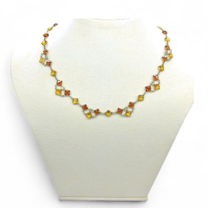 Art Deco amber glass open back rivière necklace c1920's
