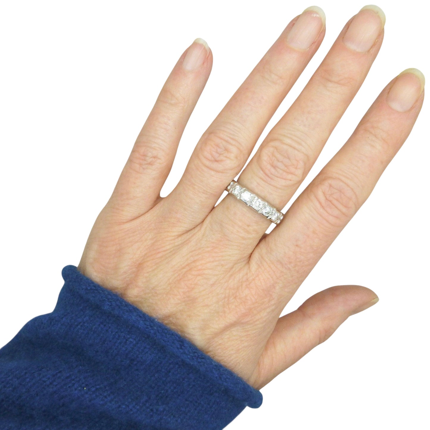 Vintage 18ct white gold diamond half eternity wedding ring 1.00ct