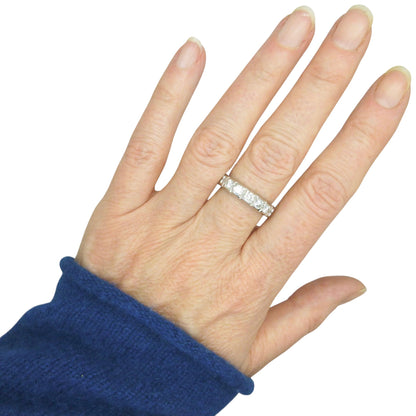 Vintage 18ct white gold diamond half eternity wedding ring 1.00ct