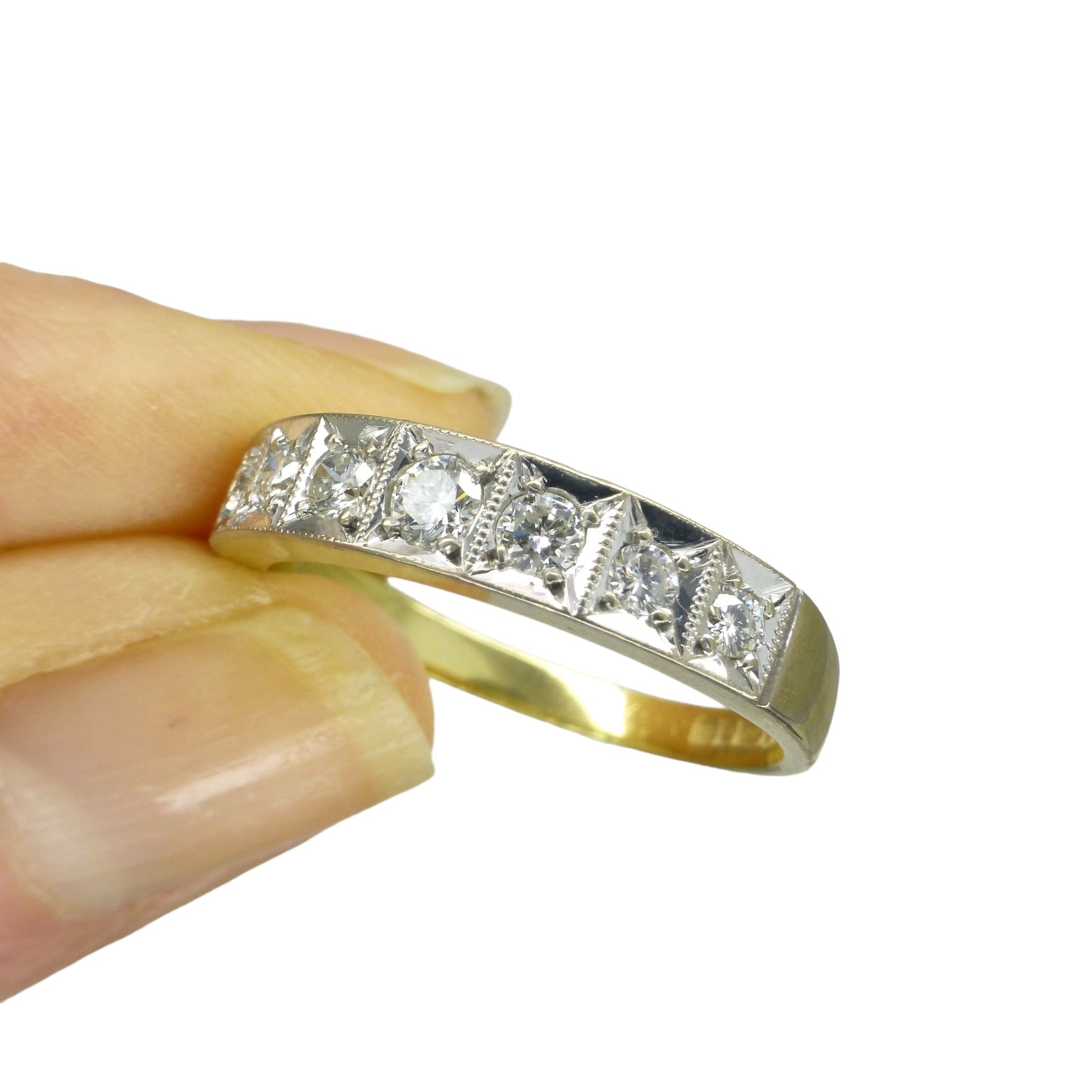 Vintage 18ct seven stone Diamond half eternity ring wedding band