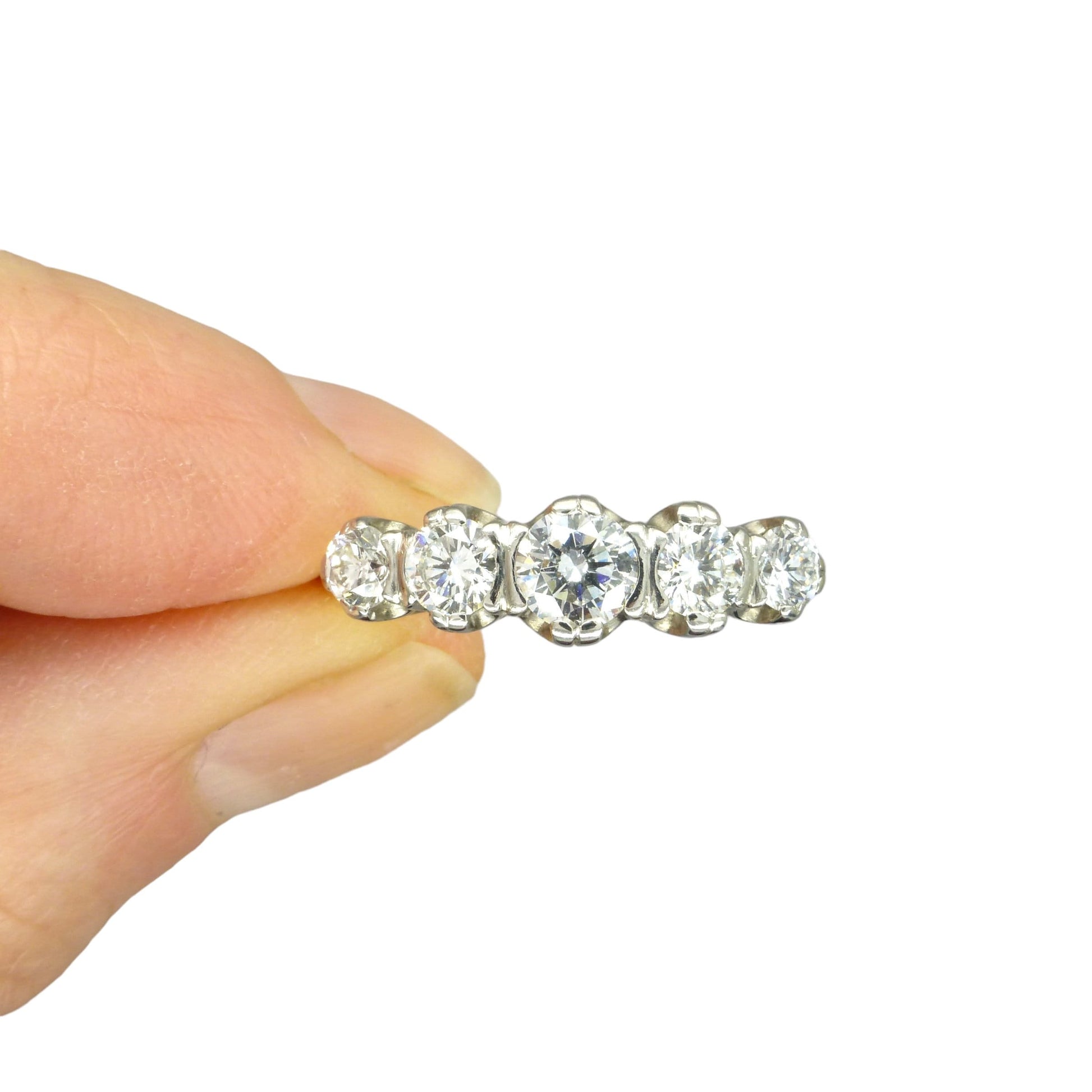 Vintage 18ct natural brilliant cut diamond five stone ring 1.22ct ~ With Valuation