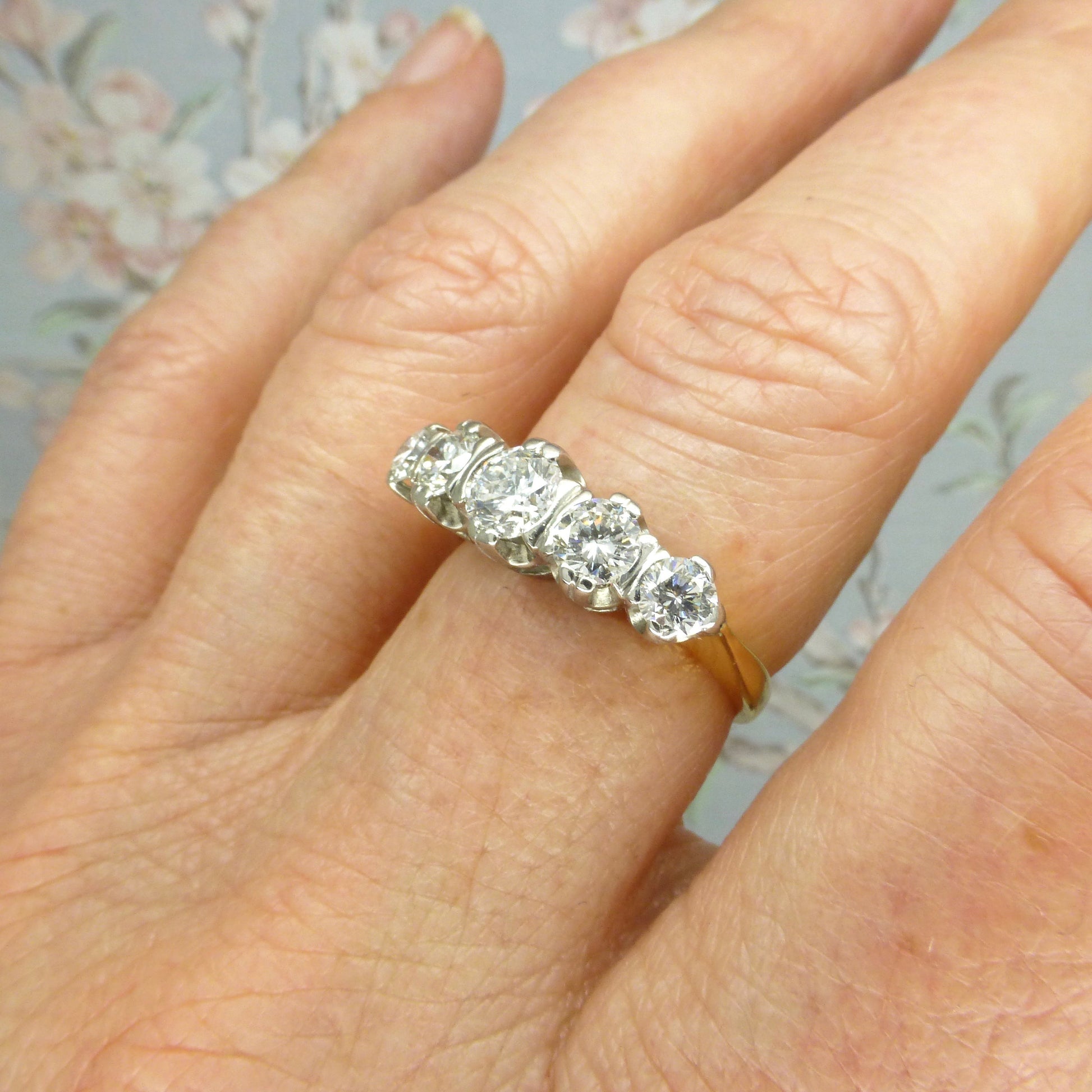 Vintage 18ct natural brilliant cut diamond five stone ring 1.22ct ~ With Valuation