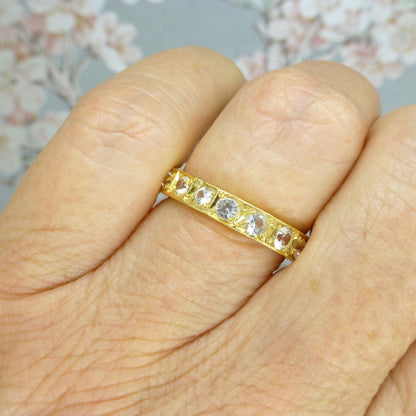 Vintage Art Deco 18ct yellow gold white sapphire/spinel full eternity wedding band 1.00ct