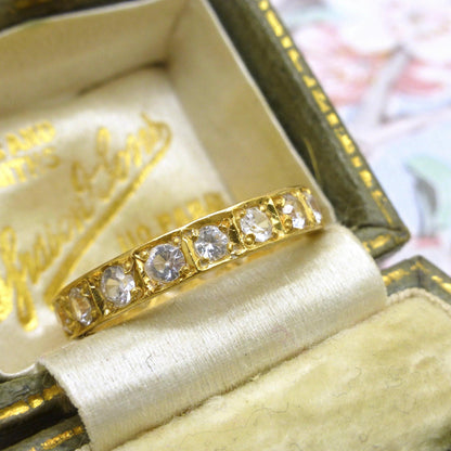 Vintage Art Deco 18ct yellow gold white sapphire/spinel full eternity wedding band 1.00ct