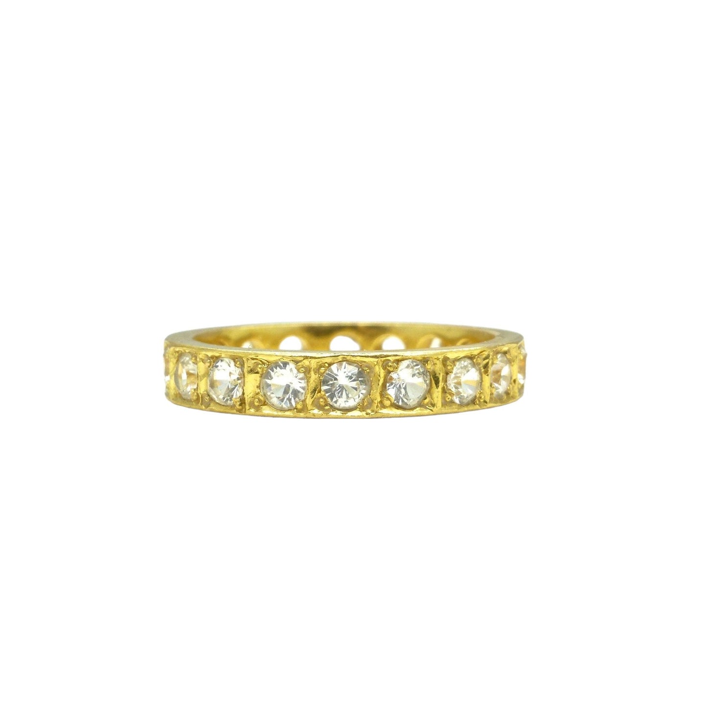 Vintage Art Deco 18ct yellow gold white sapphire/spinel full eternity wedding band 1.00ct