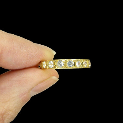 Vintage Art Deco 18ct yellow gold white sapphire/spinel full eternity wedding band 1.00ct