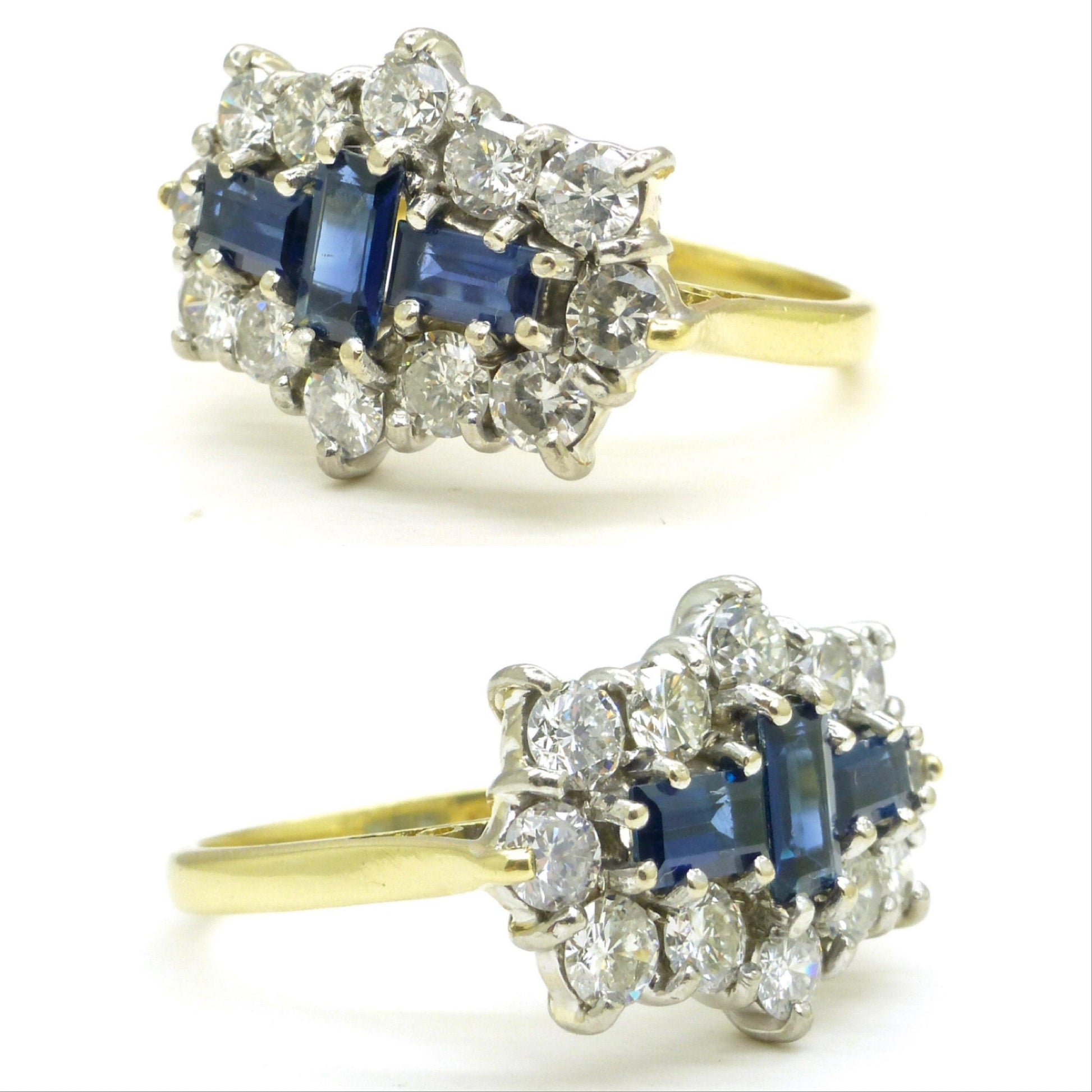 Magnificent Vintage 18ct sapphire diamond cluster engagement ring ~ Independent Valuation