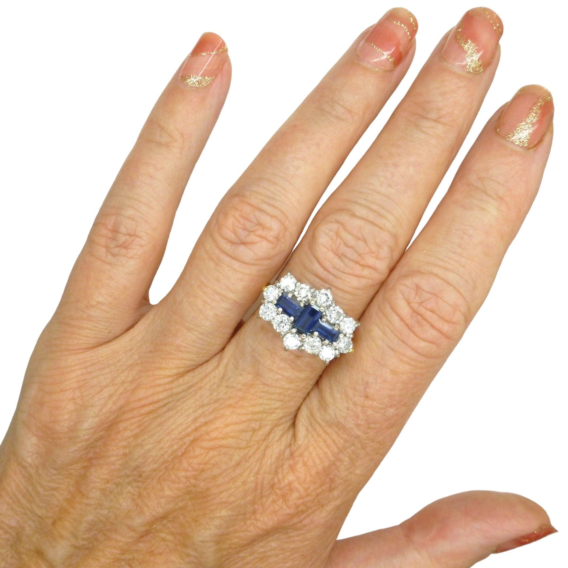 Magnificent Vintage 18ct sapphire diamond cluster engagement ring ~ Independent Valuation