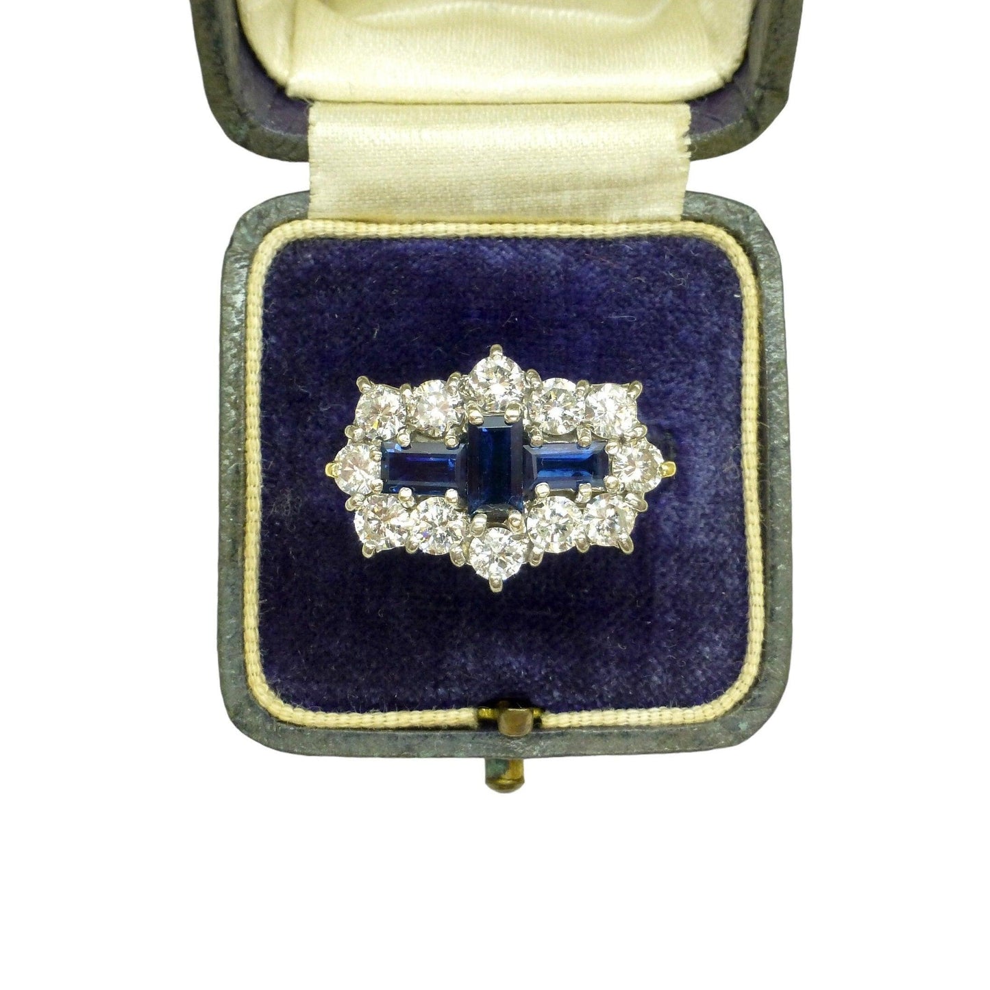 Magnificent Vintage 18ct sapphire diamond cluster engagement ring ~ Independent Valuation