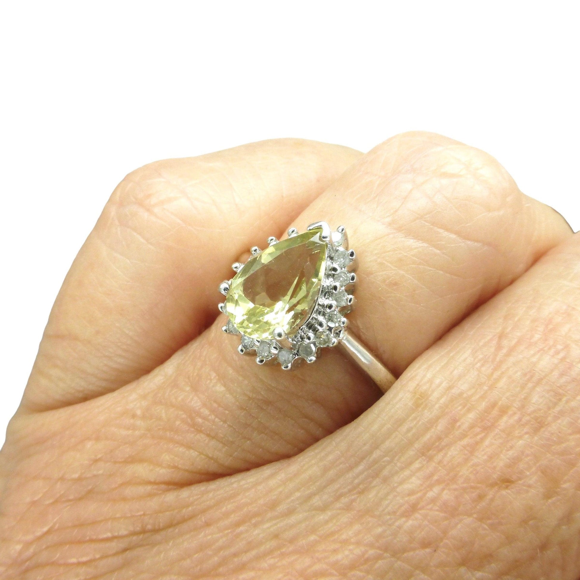 Vintage 9ct white gold pear cut diamond halo cluster dress ring