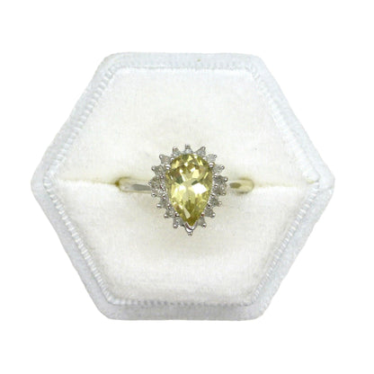 Vintage 9ct white gold pear cut diamond halo cluster dress ring