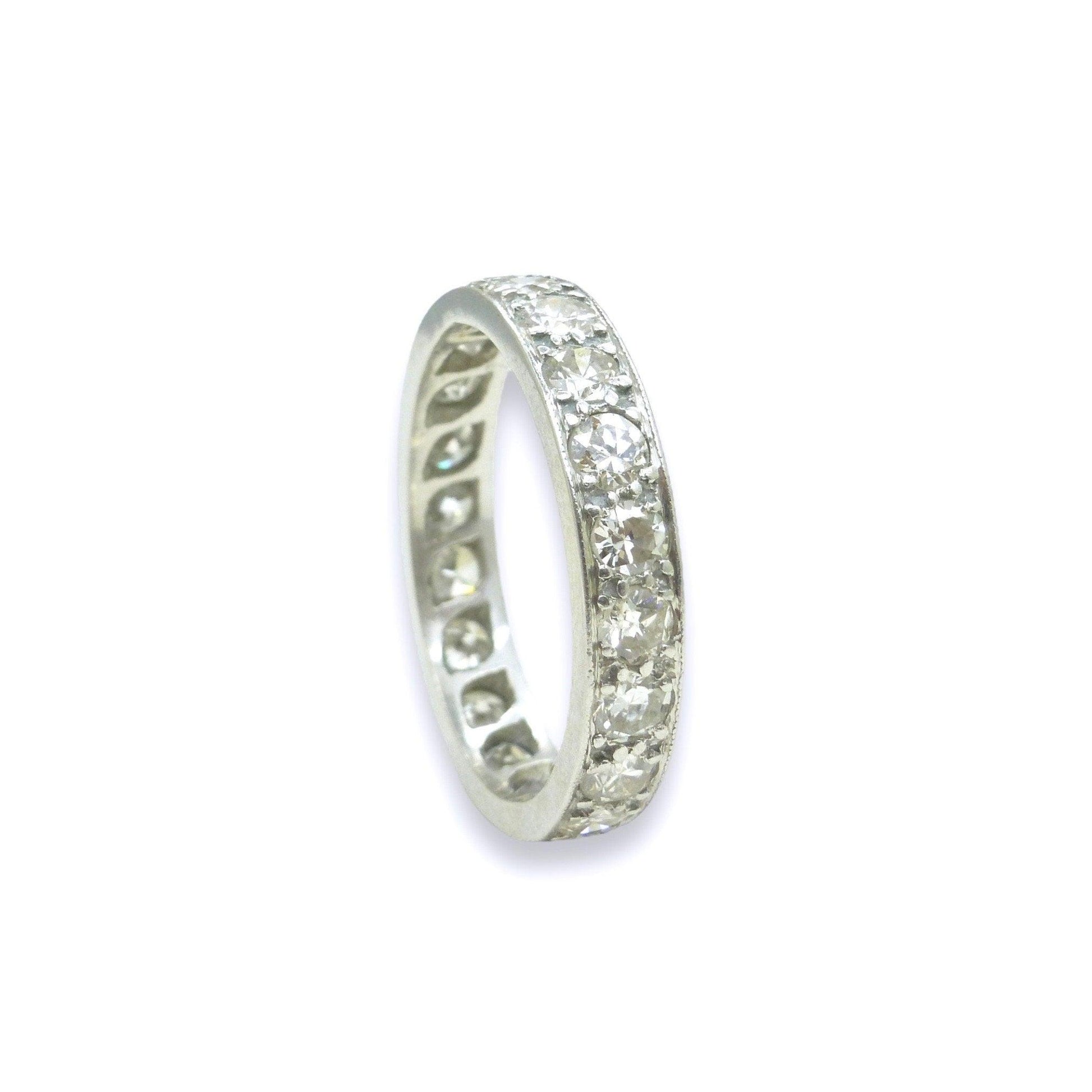 Art Deco platinum old cut natural Diamond full eternity wedding band 1920's ~ Size L ~ 5.5