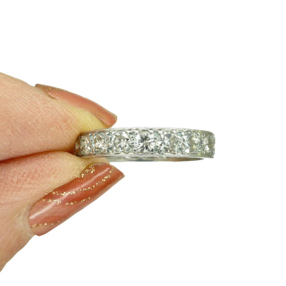 Art Deco platinum old cut natural Diamond full eternity wedding band 1920's ~ Size L ~ 5.5