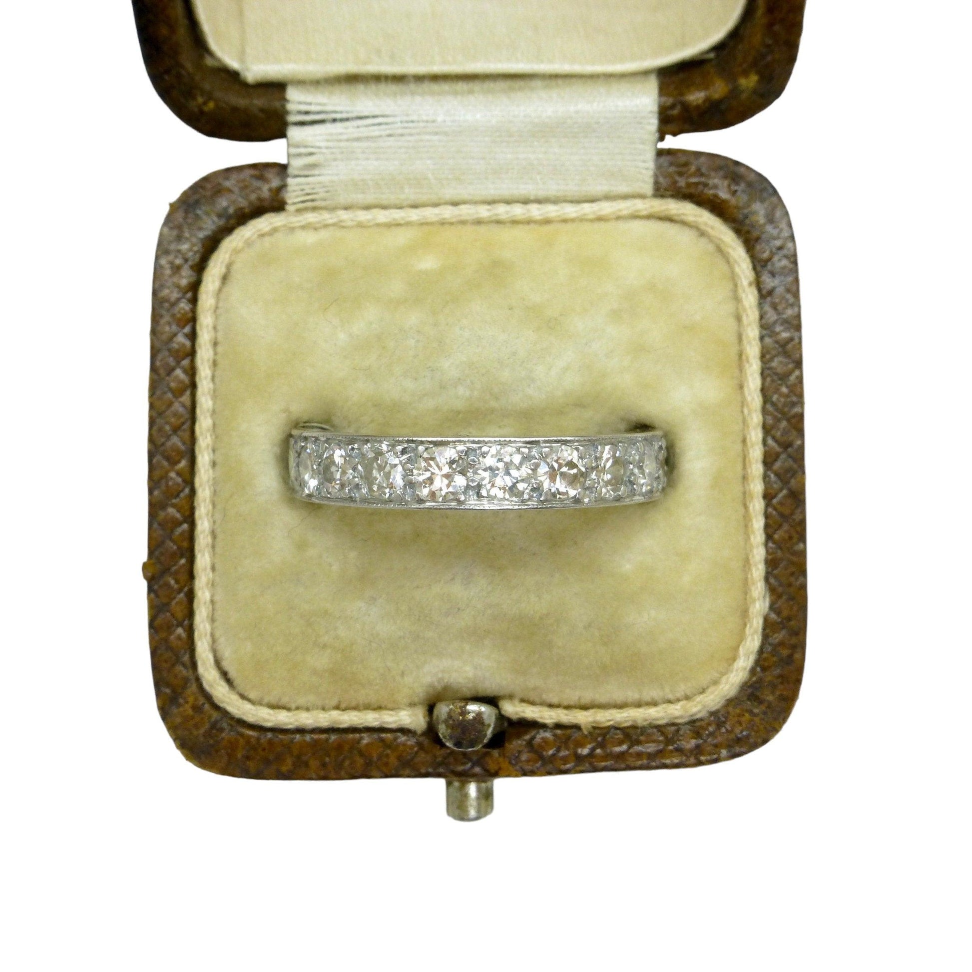 Art Deco platinum old cut natural Diamond full eternity wedding band 1920's ~ Size L ~ 5.5