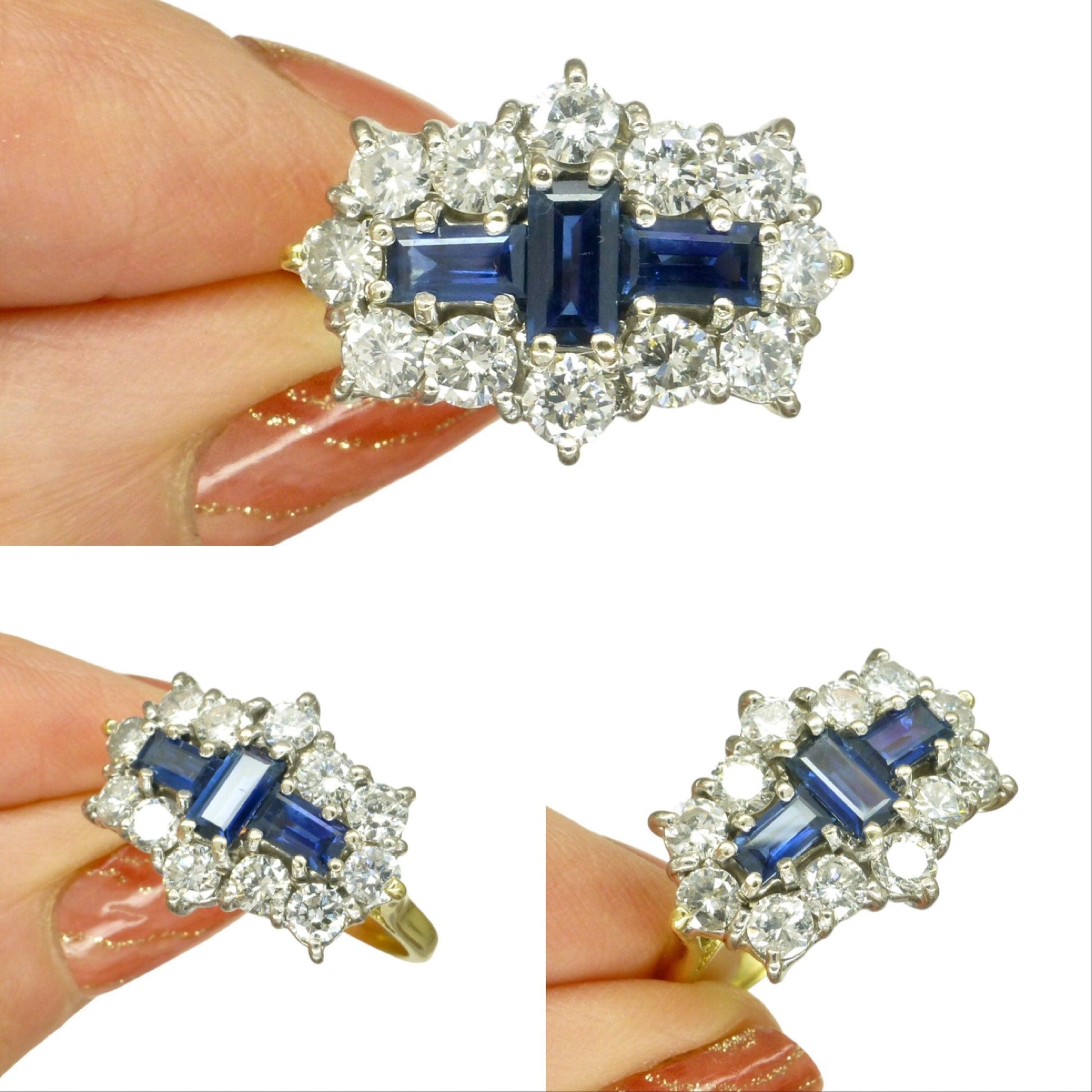 Magnificent Vintage 18ct sapphire diamond cluster engagement ring ~ Independent Valuation