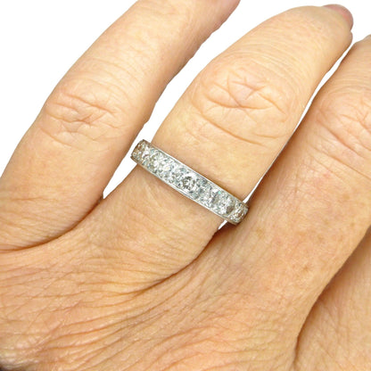 Art Deco platinum old cut natural Diamond full eternity wedding band 1920's ~ Size L ~ 5.5