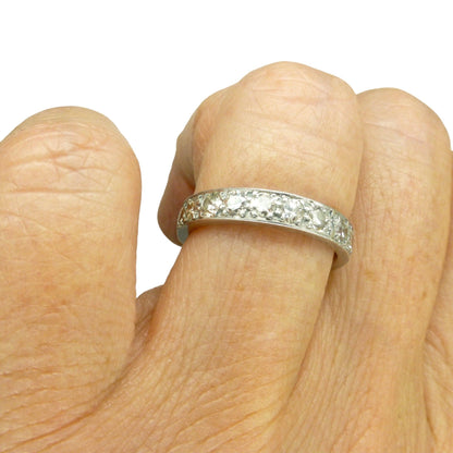 Art Deco platinum old cut natural Diamond full eternity wedding band 1920's ~ Size L ~ 5.5