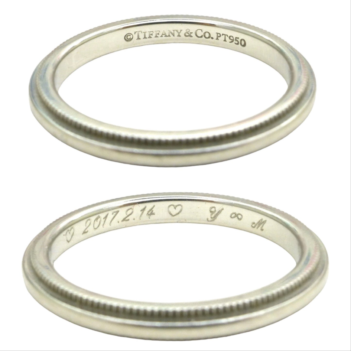Pre Loved TIFFANY & Co' together platinum wedding ring -Narrow band size J 1/2 - 5