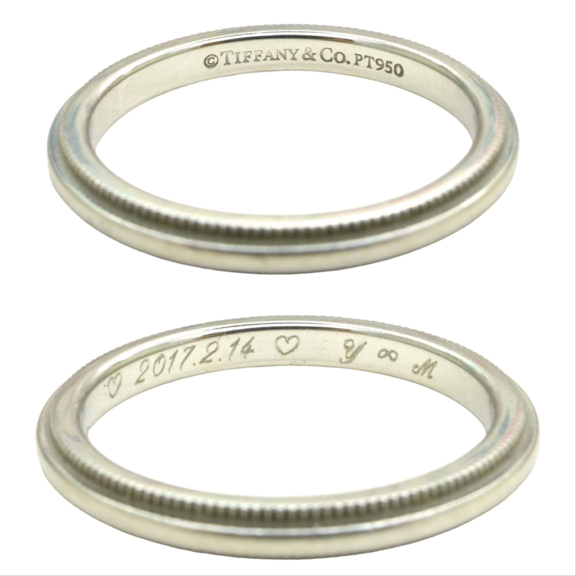 Pre Loved TIFFANY & Co' together platinum wedding ring -Narrow band size J 1/2 - 5