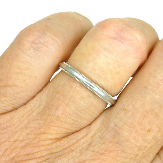 Pre Loved TIFFANY & Co' together platinum wedding ring -Narrow band size J 1/2 - 5