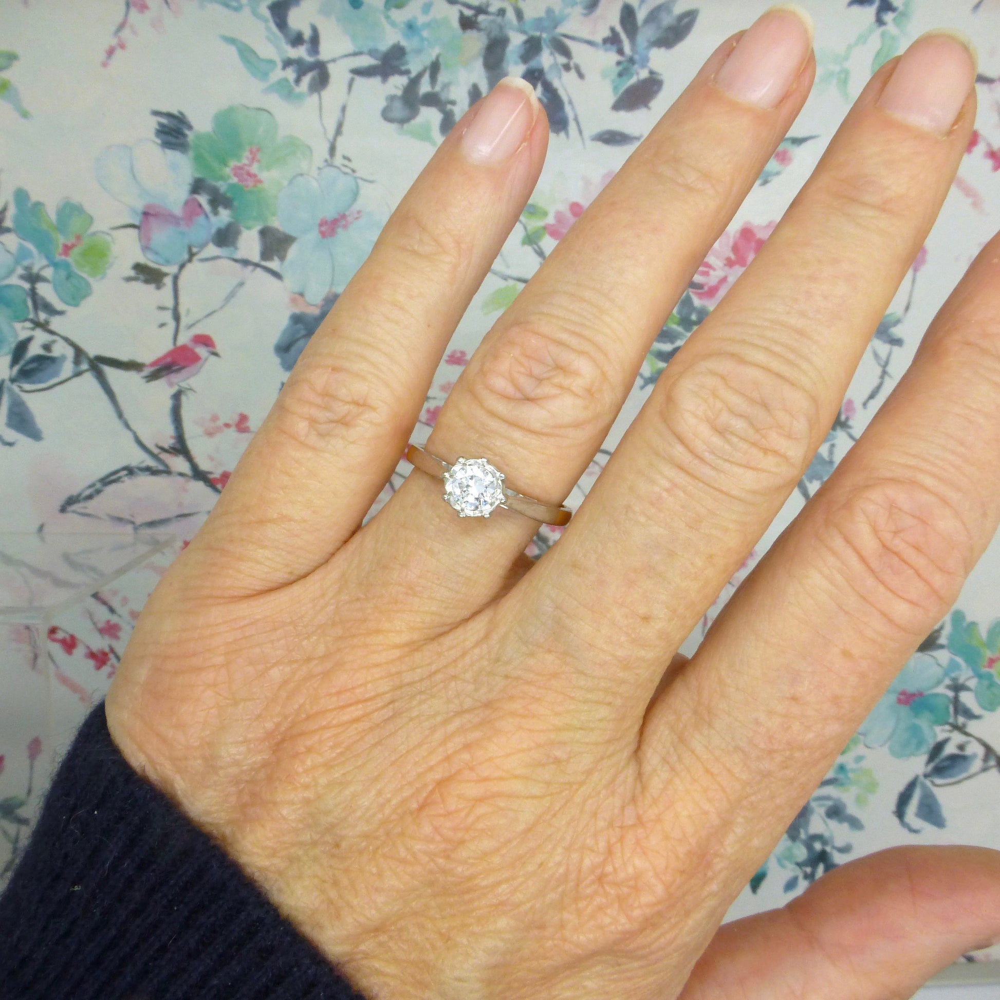 Vintage 18ct & Platinum natural diamond solitaire ring 0.35ct c1950's