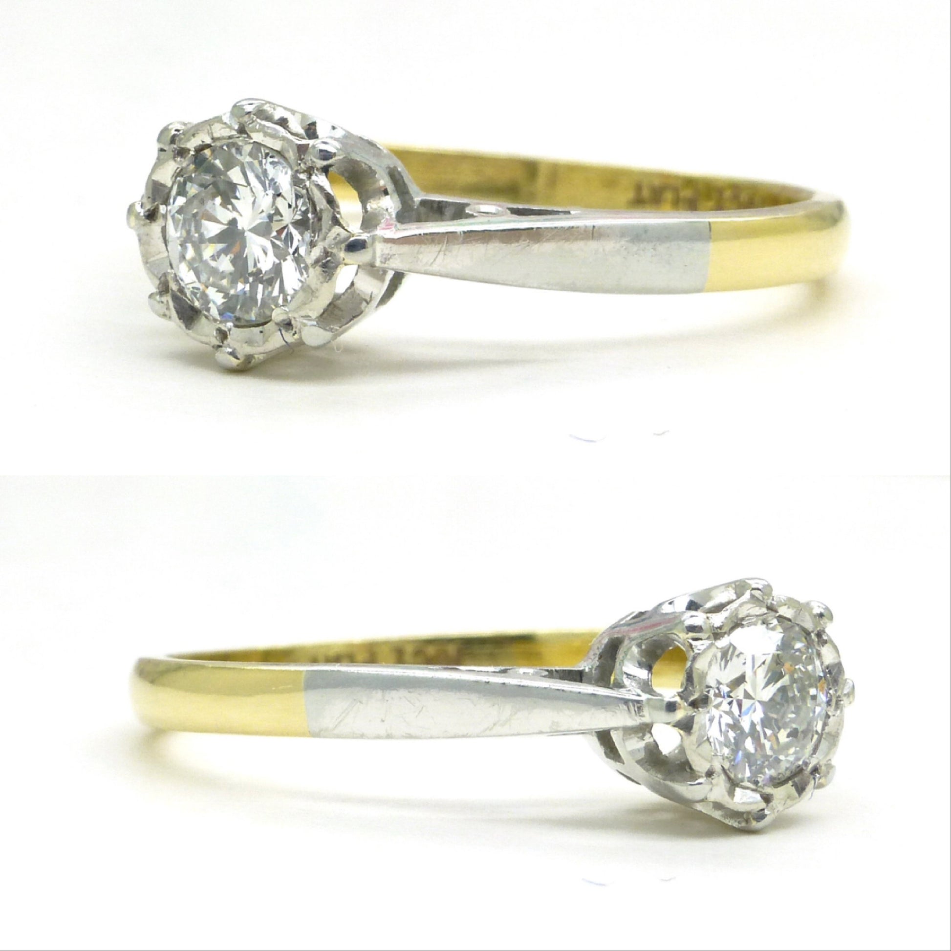 Vintage 18ct & Platinum natural diamond solitaire ring 0.35ct c1950's