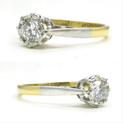 Vintage 18ct & Platinum natural diamond solitaire ring 0.35ct c1950's
