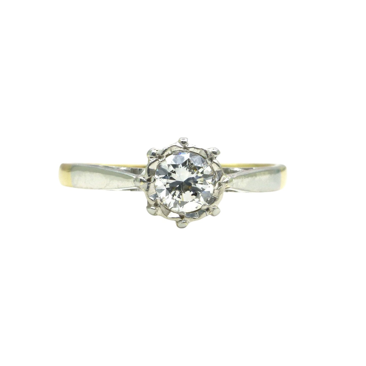 Vintage 18ct & Platinum natural diamond solitaire ring 0.35ct c1950's