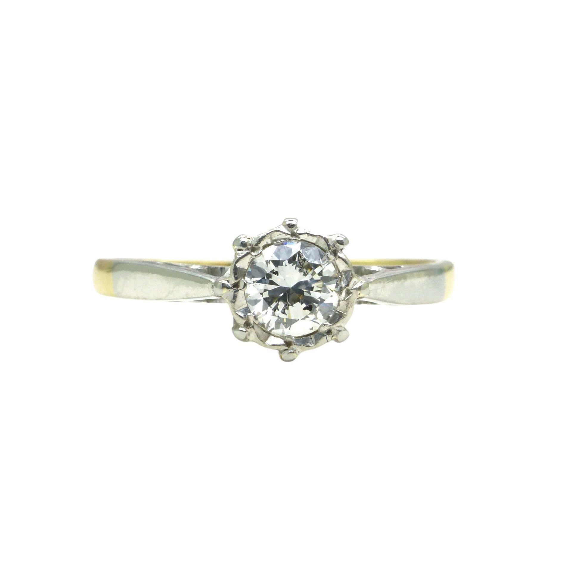 Vintage 18ct & Platinum natural diamond solitaire ring 0.35ct c1950's