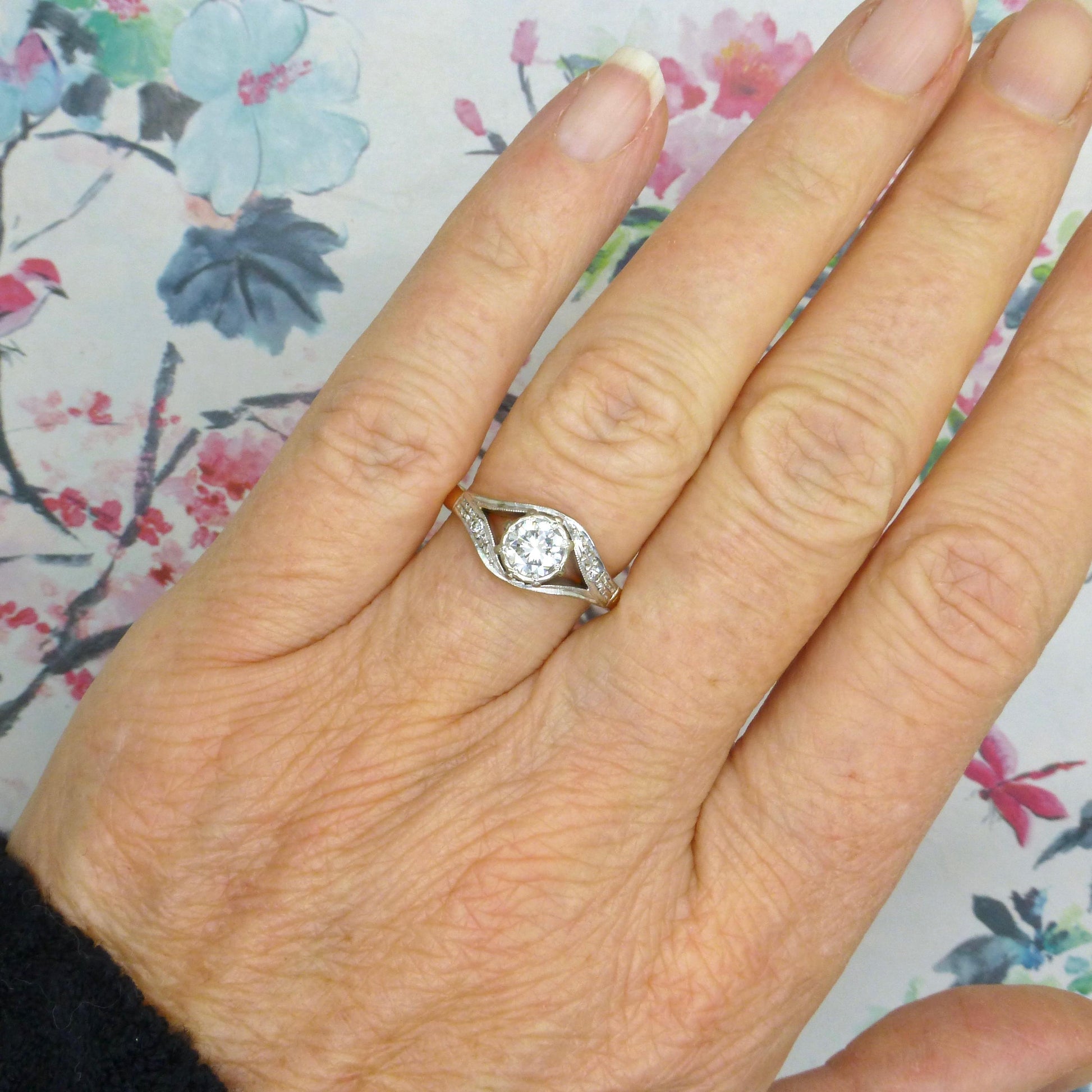Vintage 18ct natural diamond solitaire ring 0.50ct c1930 ~ 1950's